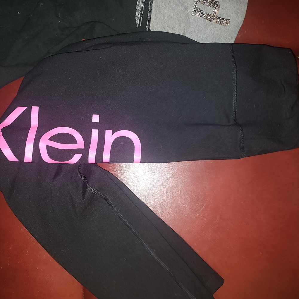 Calvin Klein Leggings & Vs Pink Capris W. Silver Glitter Logo 15 Each Both $20